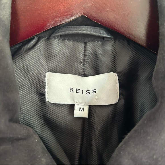Reiss Suede Zip Through Trucker Jacket Black - Picture 14 of 15